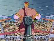 Ashuraman, here at the Olympic Memorial Gymnasium, eagerly expecting Kinnikuman.