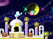 Kirby enters a hidden door behind the moon.