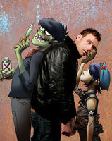 Hanging with Murdoc and Cyborg Noodle.