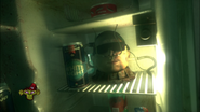 Shaun Ryder's head in the fridge in the studio kitchen from Phase Two: Slowboat To Hades.