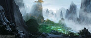 Concept art of the secret panda village