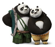 Character graphic featuring Po and his biological father Li