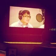 Jackie Chan recording in the booth for Monkey