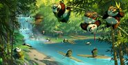 Concept art of the secret panda village