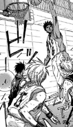 Aomine and Kuroko teamplay during the match against Kadooka Junior High