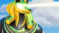 The Pharaoh using Anubis' power to turn people into slave mummies.