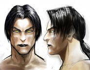 Arnold Ayala's concept art of the vampire Raziel's face (SR1).