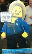 A cardboard cutout of Natalia from LEGO Kids Fest