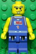 Unusual NBA player minifigure with longer arms and spring loaded hips