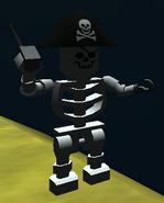 One of many pirate skeletons, all identical, around a shipwreck in LEGO Island 2 for PC