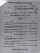 Oscar nomination sheet from 1952, showing that this short (along with the Sylvester and Tweety cartoon "Gift Wrapped" and the Bugs Bunny/Yosemite Sam cartoon "Ballot Box Bunny") was in the running to be nominated