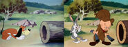 Side-by-side comparsion of a background reused from The Crackpot Quail