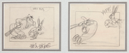 Storyboard panels, one of which is autographed by Friz Freleng