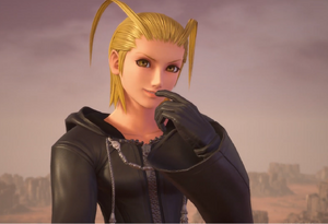 Larxene devious smile to Marluxia after suggesting a new coup.