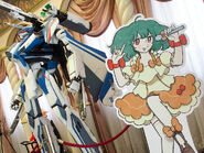 Photo of the exhibit, seen is a small scale VF-31J Siegfried that had been previously seen in other Macross Δ promotional events.