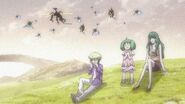 Ranshe and her children, Brera Sterne and Ranka Lee, playing among the passive Vajra in Episode 23.