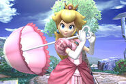 Peach con su parasol en Super Smash Bros. Brawl