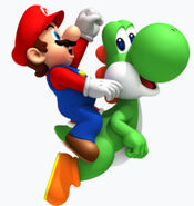 Artwork junto a Mario en New Super Mario Bros. Wii