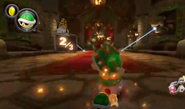 Bowser dodges the plasma beams his own statues launch upon him!