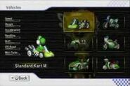 Vehicle select screen for Yoshi at the beginning of the game.