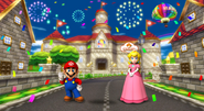 The original ending with Mario and Peach at Mario Circuit.