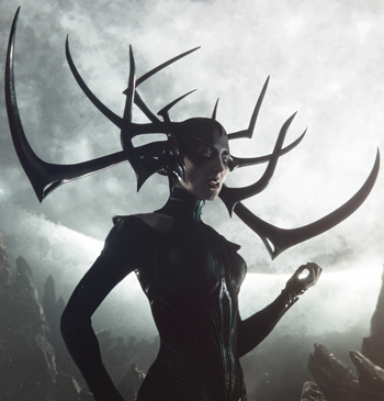 Hela's helmet profile