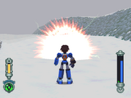 Mega Man using Crusher in Mega Man Legends 2.