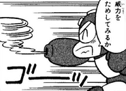 Mega Man using the Air Shooter in Rockman 4Koma Dai Koushin.