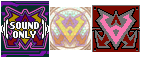 Albert's emblem; left is in dialogue, center is in Ouroboros, right is in Mega Man a.