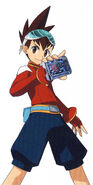 Geo and a Noise Card in Mega Man Star Force 3.