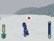 Mega Man using Crusher in Mega Man Legends 2.