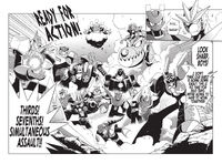 Freeze Man (leftmost) as seen in the Rockman Gigamix manga