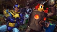 Bad Box Art Mega Man teaming up with Namco's mascot Pac-Man in Street Fighter X Tekken.