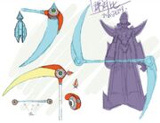 Red's scythe concept sketches.