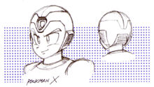 Concept art by Keiji Inafune of X with no helmet, drawn for Bandai's figures.