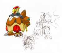 Early Cocapetri concept art, with a hooked beak and a chicken-like tail.