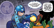 Mega Man obtaining Air Shooter in the Mega Man comic.