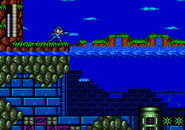 Mega Man using Magnet Beam in Mega Man: The Wily Wars.