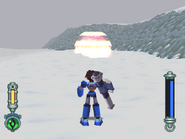 Mega Man using the Hyper Shell in Mega Man Legends 2.