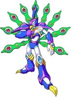 Cyber Peacock artwork from Mega Man X4.