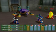 X, Axl, and Zero fighting a Mega Tortoise in Mega Man X: Command Mission.