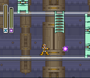 Mega Man X firing an Electric Spark.