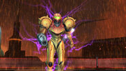 Gandrayda in her "Samus-G" form, wearing the Varia Suit.