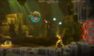 A door lock in Metroid: Samus Returns when Metroids emerge.