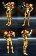 Four images showing the Varia Suit trophy in Brawl.