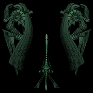 A decorative hologram depicting two Steamlords, seen above the doors leading into the Steambot Barracks building.