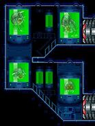 Zeta Metroid in the upper right tube in the Restricted Laboratory in Metroid Fusion.