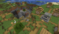 A plains village generating on top of a massive cave opening.