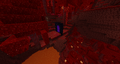 Nether portal generated on a cliff in crimson forest.