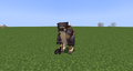 A tamed kangaroo with netherite armor from the mod Alex's Mobs.